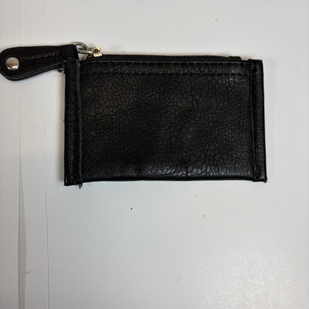 Marc Fisher Black Leather Zip Wristlet / Wallet Pouch